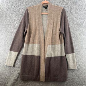 Charter Club Cashmere Cardigan Sweater Colorblock Browns Size Medium